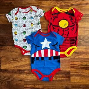 Marvel 3 Pack Bodysuits Iron Man and Captain American Baby Size 24 Months